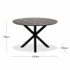 Heaven 4 Seat Round Dining Table, Brown Marble & Black
