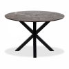 Heaven 4 Seat Round Dining Table, Brown Marble & Black