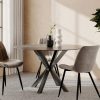 Heaven 4 Seat Round Dining Table, Brown Marble & Black