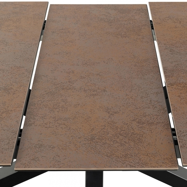 Heaven 6-8 Seat Extendable Dining Table, Rustic Brown Ceramic