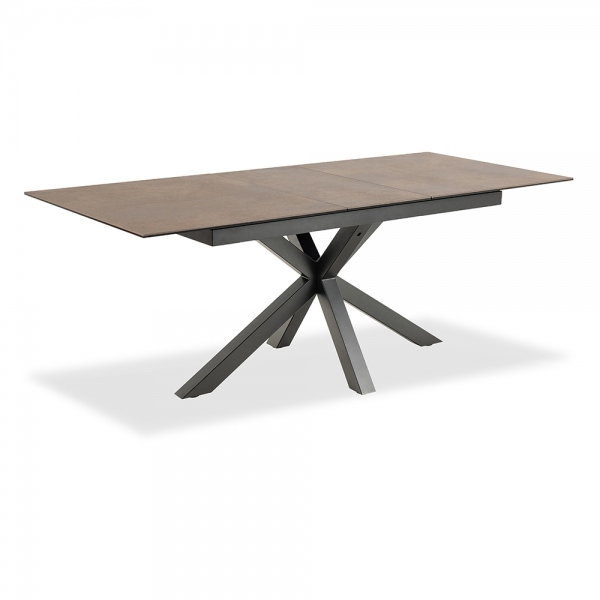 Heaven 6-8 Seat Extendable Dining Table, Rustic Brown Ceramic