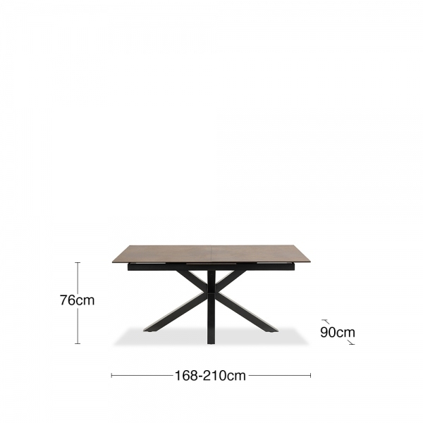 Heaven 6-8 Seat Extendable Dining Table, Rustic Brown Ceramic