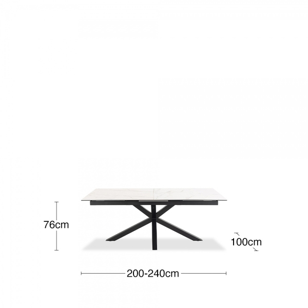 Heaven 8-10 Seat Extendable Dining Table, White Ceramic