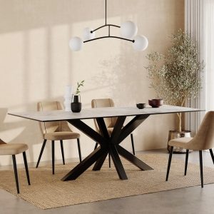 Heaven 8 Seat Dining Table, White Ceramic