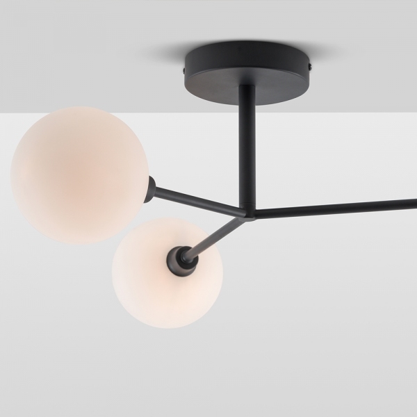 houseof 3 Light Flush Ceiling Light, Charcoal