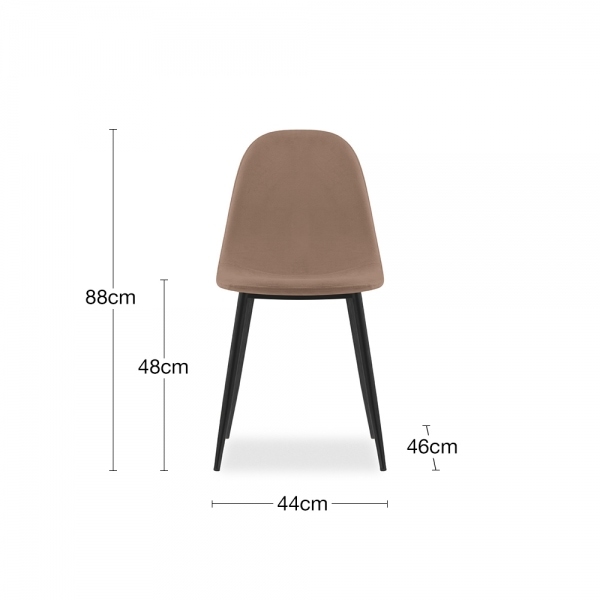 Ibiza & Rayner 4 Chairs Dining Set, Black & Taupe Sustainable Velvet