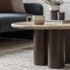 Inca Round Coffee Table, Dark Mango Wood & Travertine