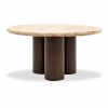 Inca Round Coffee Table, Dark Mango Wood & Travertine