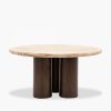Inca Round Coffee Table, Dark Mango Wood & Travertine