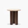 Inca Round Side Table, Dark Mango Wood & Travertine