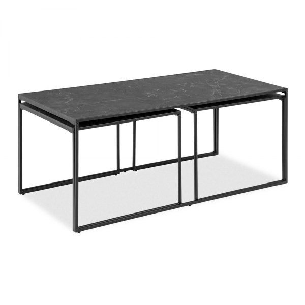 Infinity Set of 3 Nesting Coffee Tables, Black Marble Effect