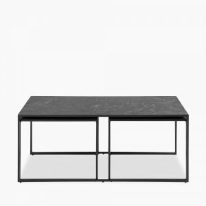Infinity Set of 3 Nesting Coffee Tables, Black Marble Effect