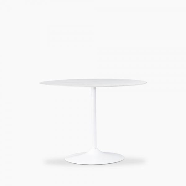 Isla 4 Seat Round Dining Table, White Ceramic