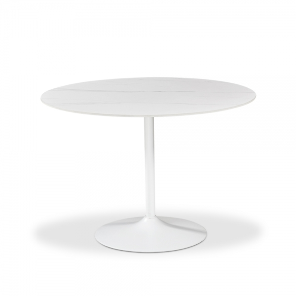 Isla 4 Seat Round Dining Table, White Ceramic