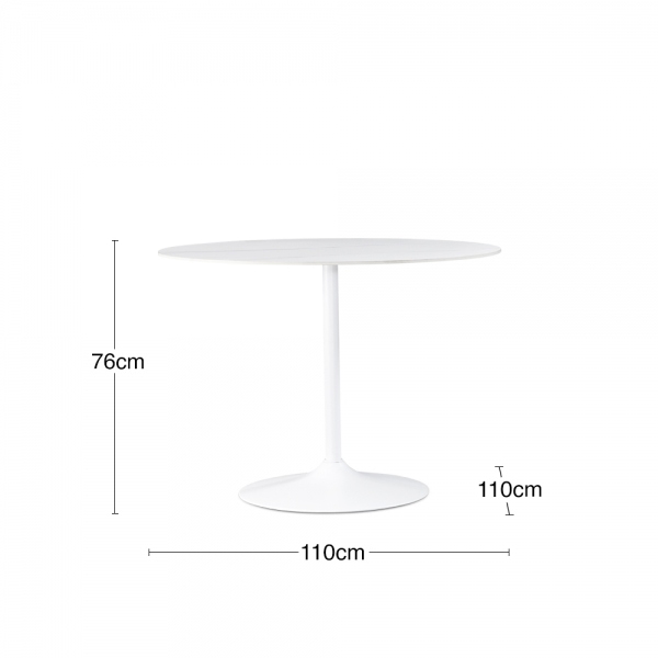 Isla 4 Seat Round Dining Table, White Ceramic