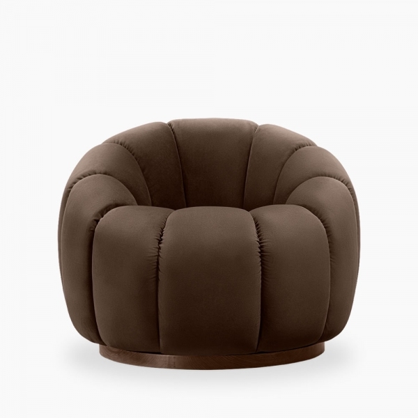 Ivy Swivel Armchair, Mocha Brown Sustainable Velvet