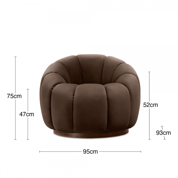 Ivy Swivel Armchair, Mocha Brown Sustainable Velvet
