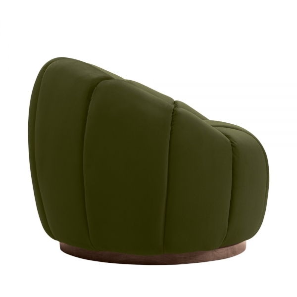 Ivy Swivel Armchair, Olive Green Sustainable Velvet