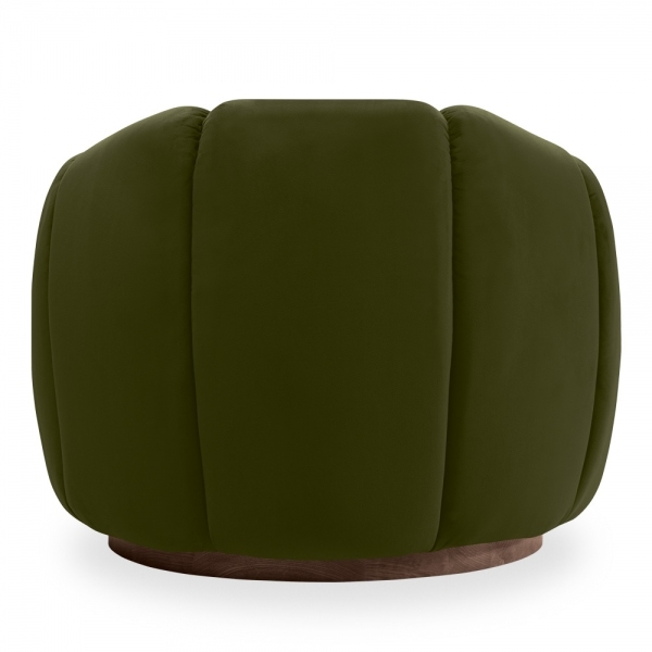 Ivy Swivel Armchair, Olive Green Sustainable Velvet