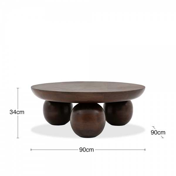 Kamila Round Coffee Table, Dark Mango Wood