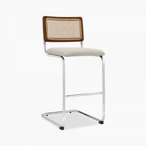Kenton Bar Stool, Speckled Stone Sustainable Boucle & Chrome
