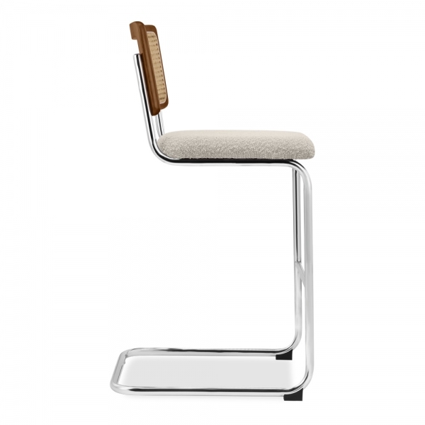 Kenton Bar Stool, Speckled Stone Sustainable Boucle & Chrome