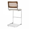 Kenton Bar Stool, Speckled Stone Sustainable Boucle & Chrome