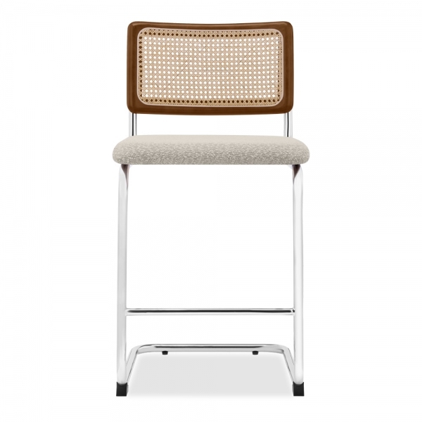 Kenton Kitchen Stool, Speckled Stone Sustainable Boucle & Chrome