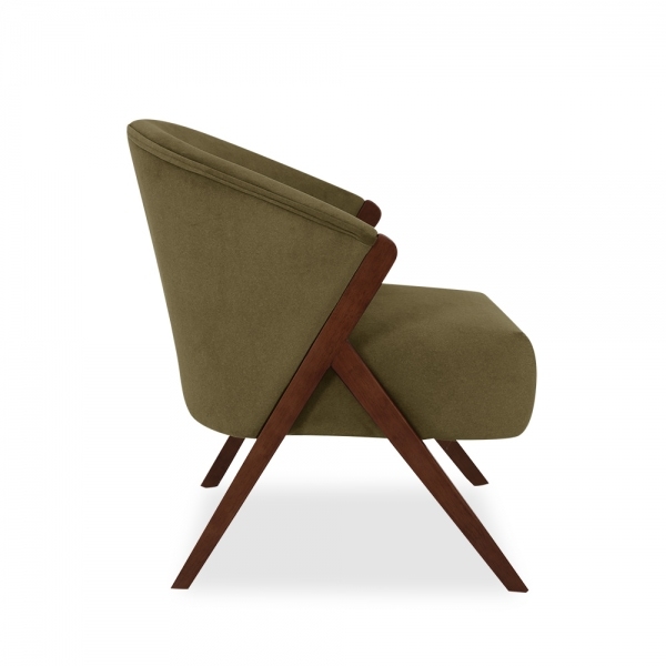 Kira Accent Chair, Moss Green Sustainable Mohair Velvet