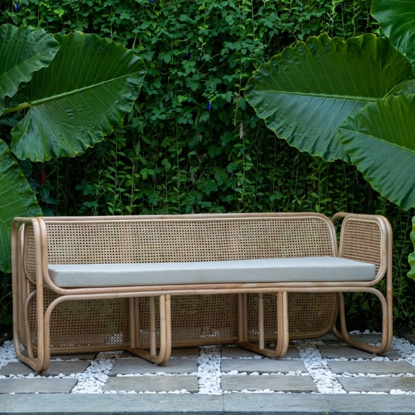 Kupu Kupu 3 Seater Rattan Sofa, Khaki Green