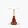 Lewis Round Side Table, Amber & White Marble