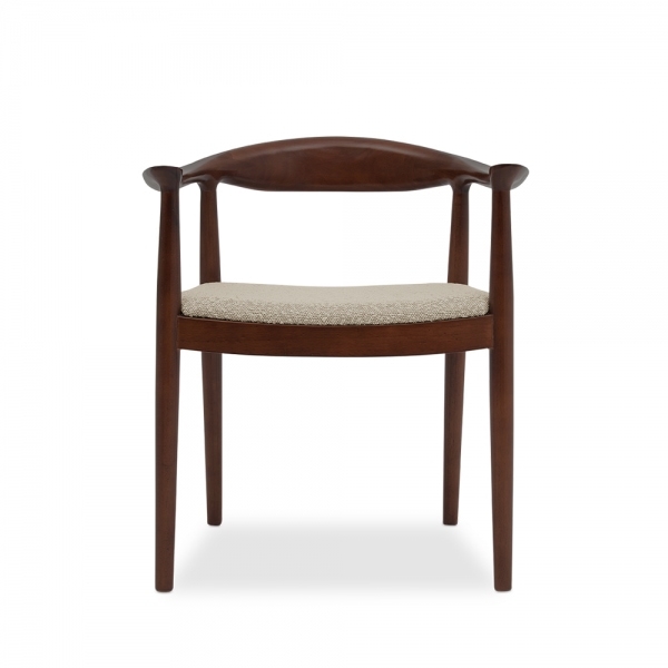 Luma Carver Dining Chair, Speckled Stone Sustainable Boucle & Walnut