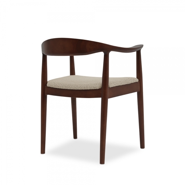 Luma Carver Dining Chair, Speckled Stone Sustainable Boucle & Walnut