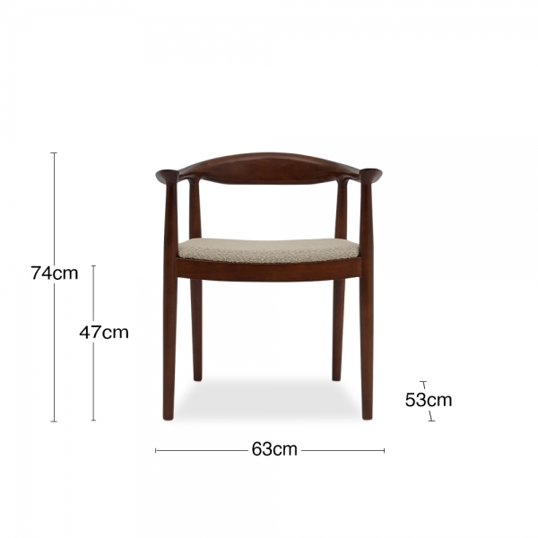 Luma Carver Dining Chair, Speckled Stone Sustainable Boucle & Walnut