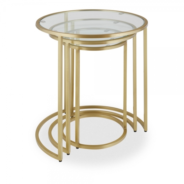 Madison Set of 3 Nesting Side Tables, Brass
