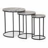 Madison Set of 3 Nesting Side Tables, Grey Marble & Black