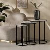 Madison Set of 3 Nesting Side Tables, Grey Marble & Black