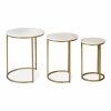 Madison Set of 3 Nesting Side Tables, White Marble & Brass