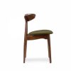 Malmros Wooden Dining Chair, Moss Green Sustainable Mohair Velvet & Walnut