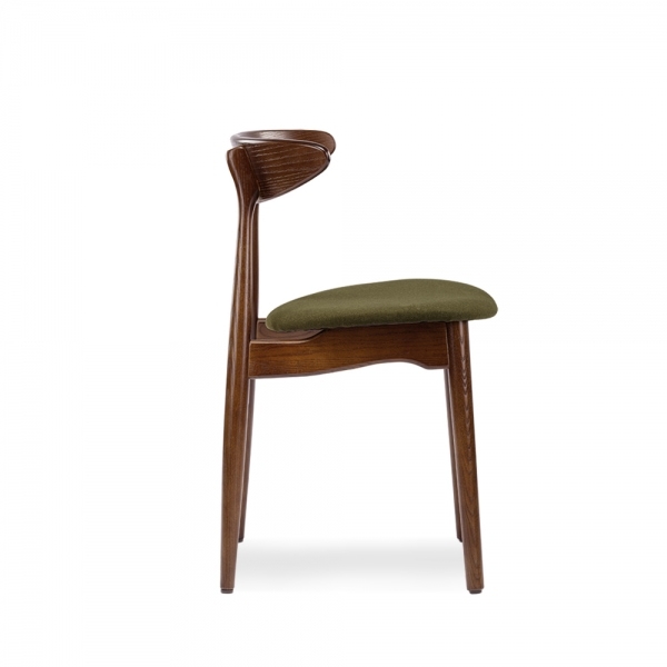 Malmros Wooden Dining Chair, Moss Green Sustainable Mohair Velvet & Walnut