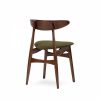 Malmros Wooden Dining Chair, Moss Green Sustainable Mohair Velvet & Walnut