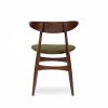 Malmros Wooden Dining Chair, Moss Green Sustainable Mohair Velvet & Walnut
