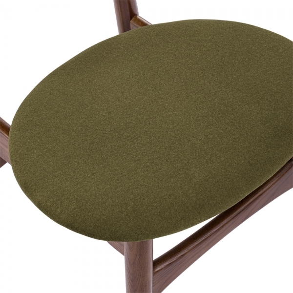 Malmros Wooden Dining Chair, Moss Green Sustainable Mohair Velvet & Walnut