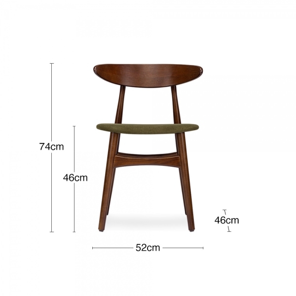 Malmros Wooden Dining Chair, Moss Green Sustainable Mohair Velvet & Walnut