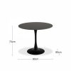 Malta 4 Seat Round Dining Table, Black Ceramic