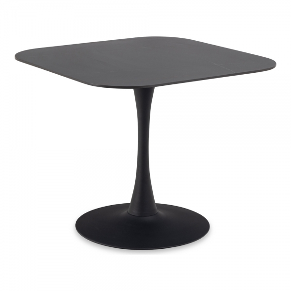 Malta 4 Seat Square Dining Table, Black Ceramic