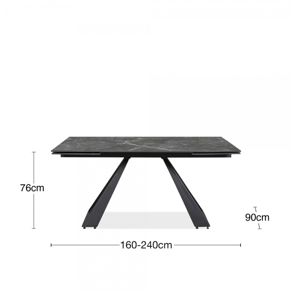 Malton 6-10 Seat Extendable Dining Table, Black Sintered Stone