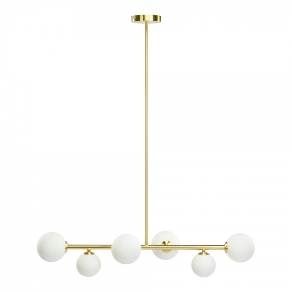 Margot Globe Pendant Light, White Opal & Brass