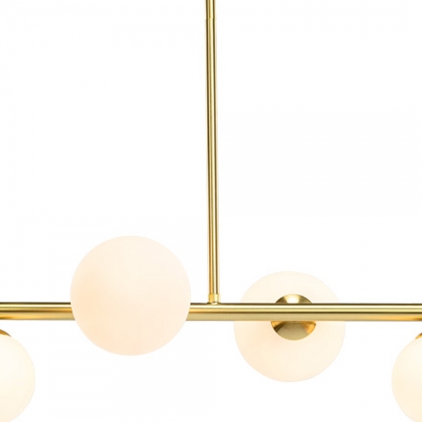 Margot Globe Pendant Light, White Opal & Brass