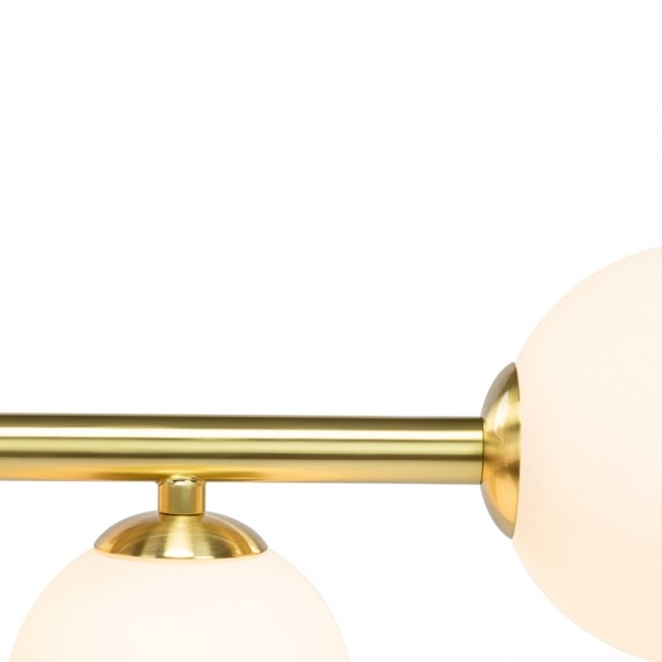 Margot Globe Pendant Light, White Opal & Brass